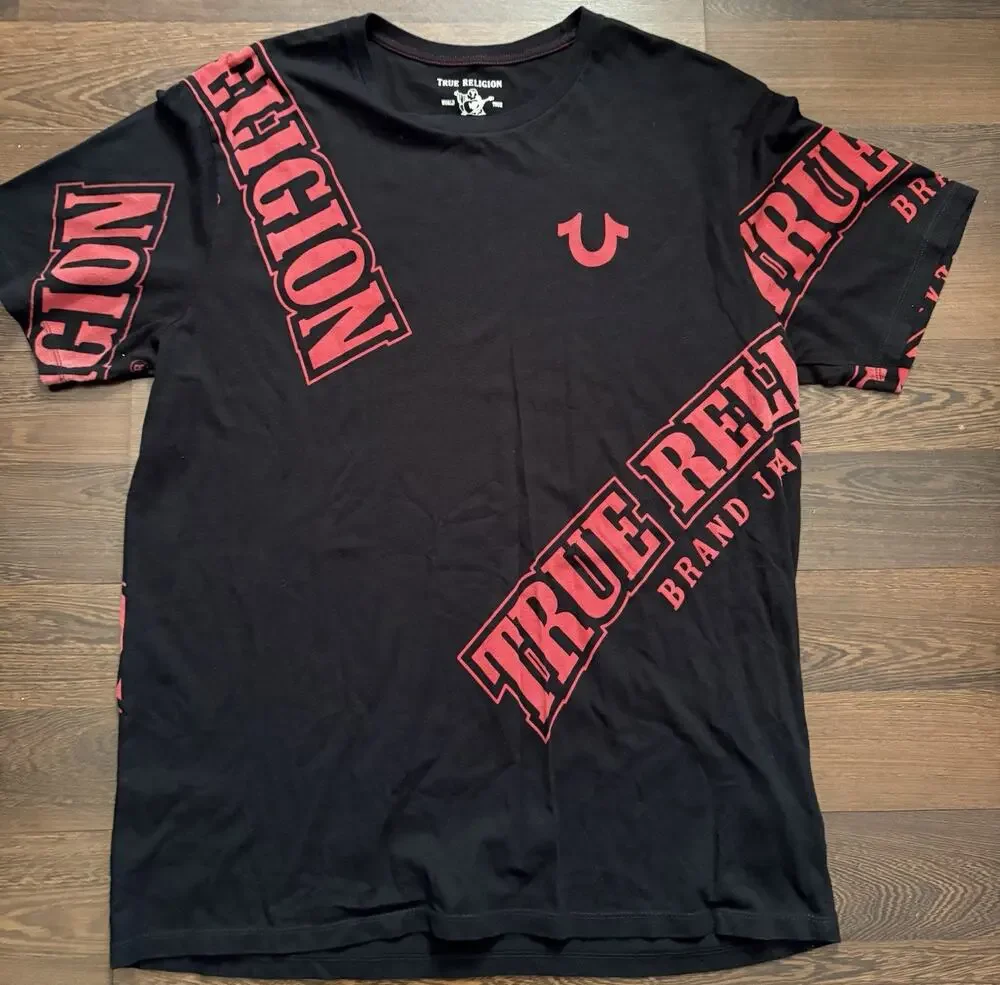 Rare Find True Religion Men's True Verb Scatter Tee T-Shirt in Black Men’s SzXXL